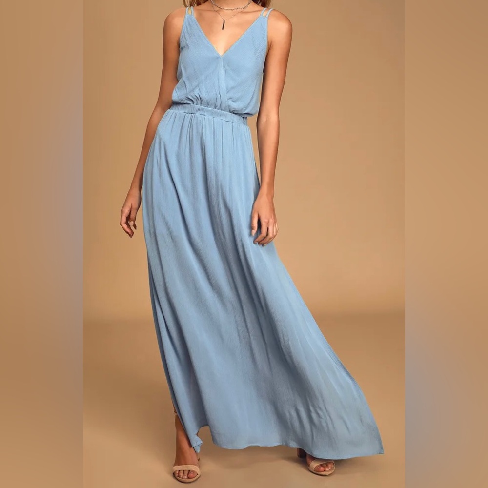 Size L Lulu’s Slate Blue Maxi Dress